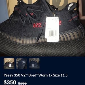 Yeezy 350 V2 “bred” Size 11.5